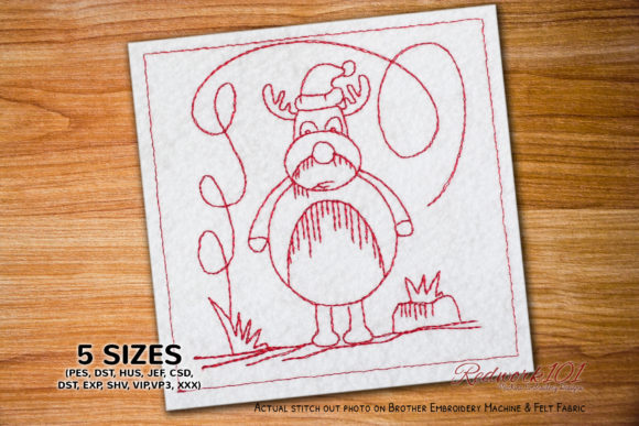 Review: Christmas Cartoon Deer Redwork Design