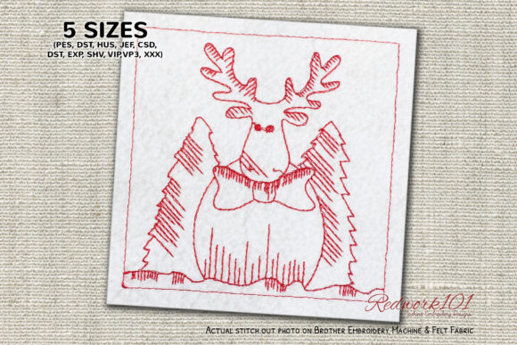 Review: Christmas Cartoon Reindeer Redwork Design