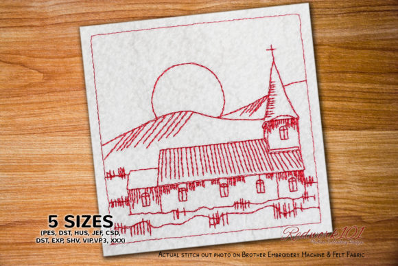 Review: Christmas Church Snow Lineart Design