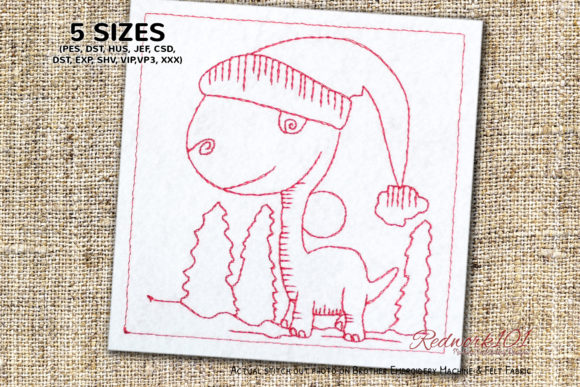 Review: Christmas Dinosaurs Redwork Design