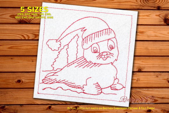 Reviewing Baby Seal with Christmas Hat Redwork