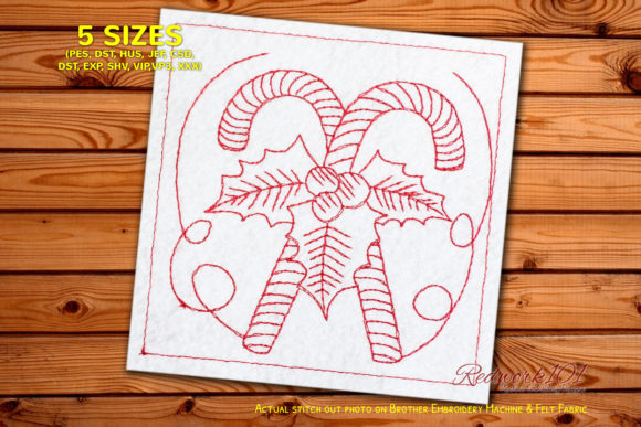 Reviewing Christmas Candy Canes Redwork for Gifts