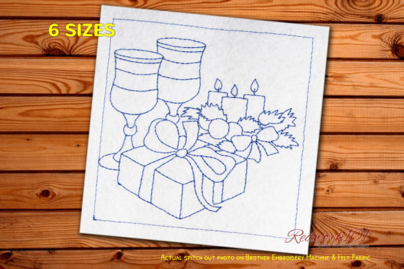 Reviewing Christmas Celebration with Gifts Redwork