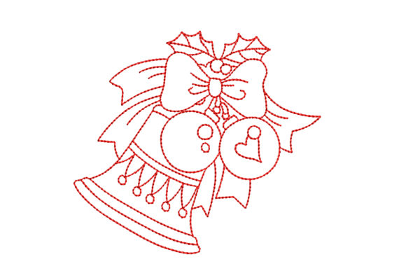Reviewing Redwork Christmas Bell with Bow